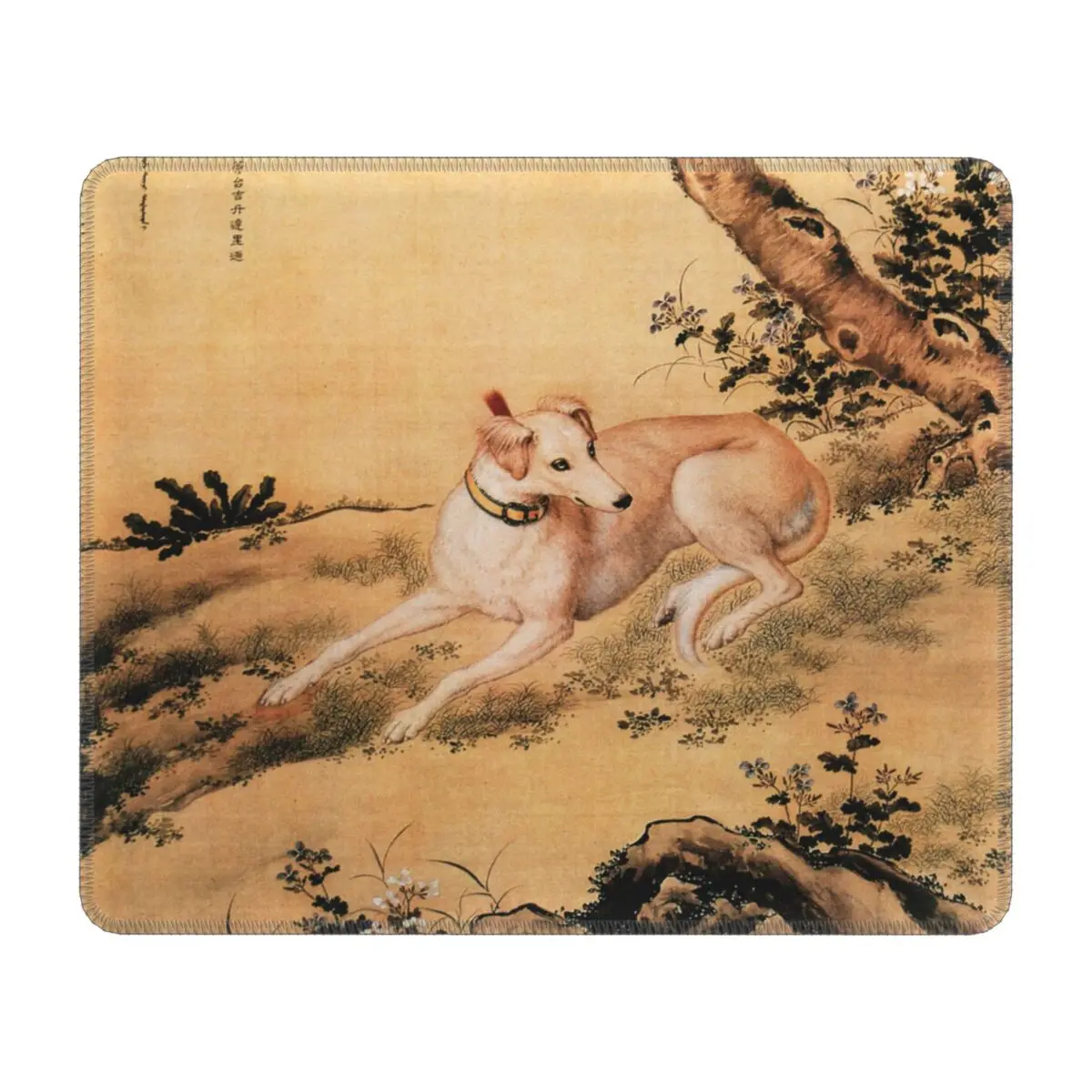 Greyhound Whippet Dog Art Gaming Mouse Pad Non-Slip Rubber Base Lockedge Mousepad Vintage Hound Laptop Computer Mouse Pads Mat