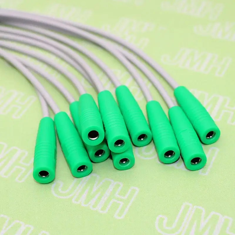 10pcs ECG/EKG/EEG/EMG electrode adapter cable,3.0/4.0mm plug to Alligator clip electrode,veterinarian animal ECG adapter