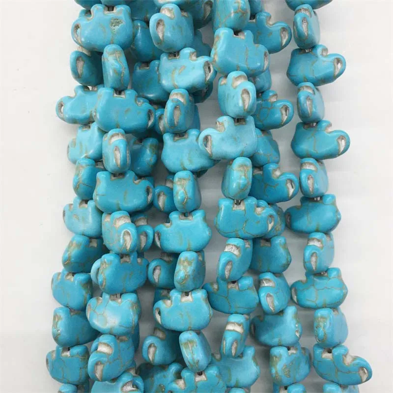 Elephant 11*15/15*20/17*21MM Blue White Mix Color Howlite Gem-stone Side Ways Flat Loose Beads DIY Woman Bracelet
