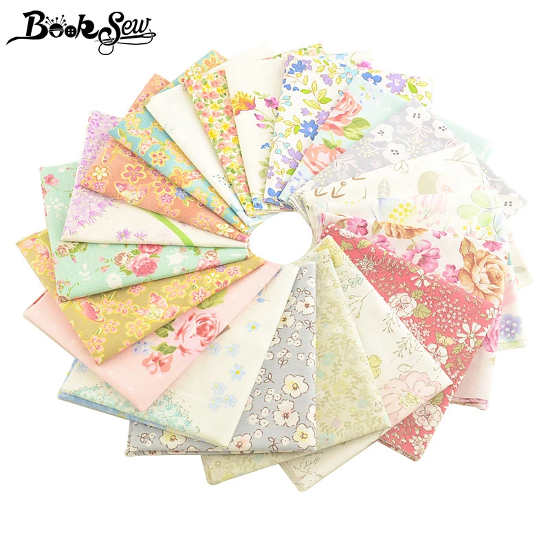 Booksew 25x45cm 100% Cotton Fabric Flowers Design Telas Algodon Patchwork Sewing Cushion Material Tissu DIY Home Textile Cloth