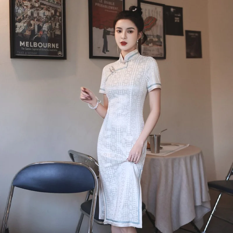 

Sheng Coco Spring Summer New Lace Cheongsam Dresses Improved Version Girl Red Dress Modern Fashion Daily Slim Chipao China Style