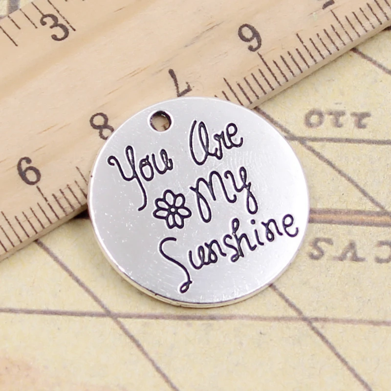 10 sztuk Charms talerze jesteś moje słoneczko 25x25mm tybetański kolor srebrny wisiorki antyczna biżuteria Making DIY Handmade Craft wisiorek