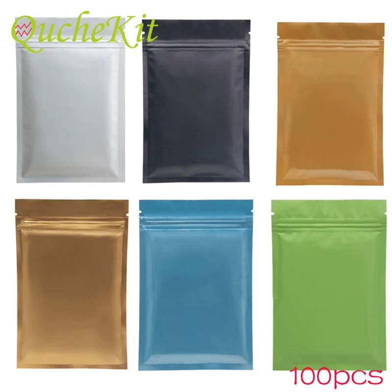 100pcs Multicolor Aluminum Foil Bag Self Seal Vacuum Packing Food Storage Bag Resealable Kitchen Baking Jewellry Ziplock Bag