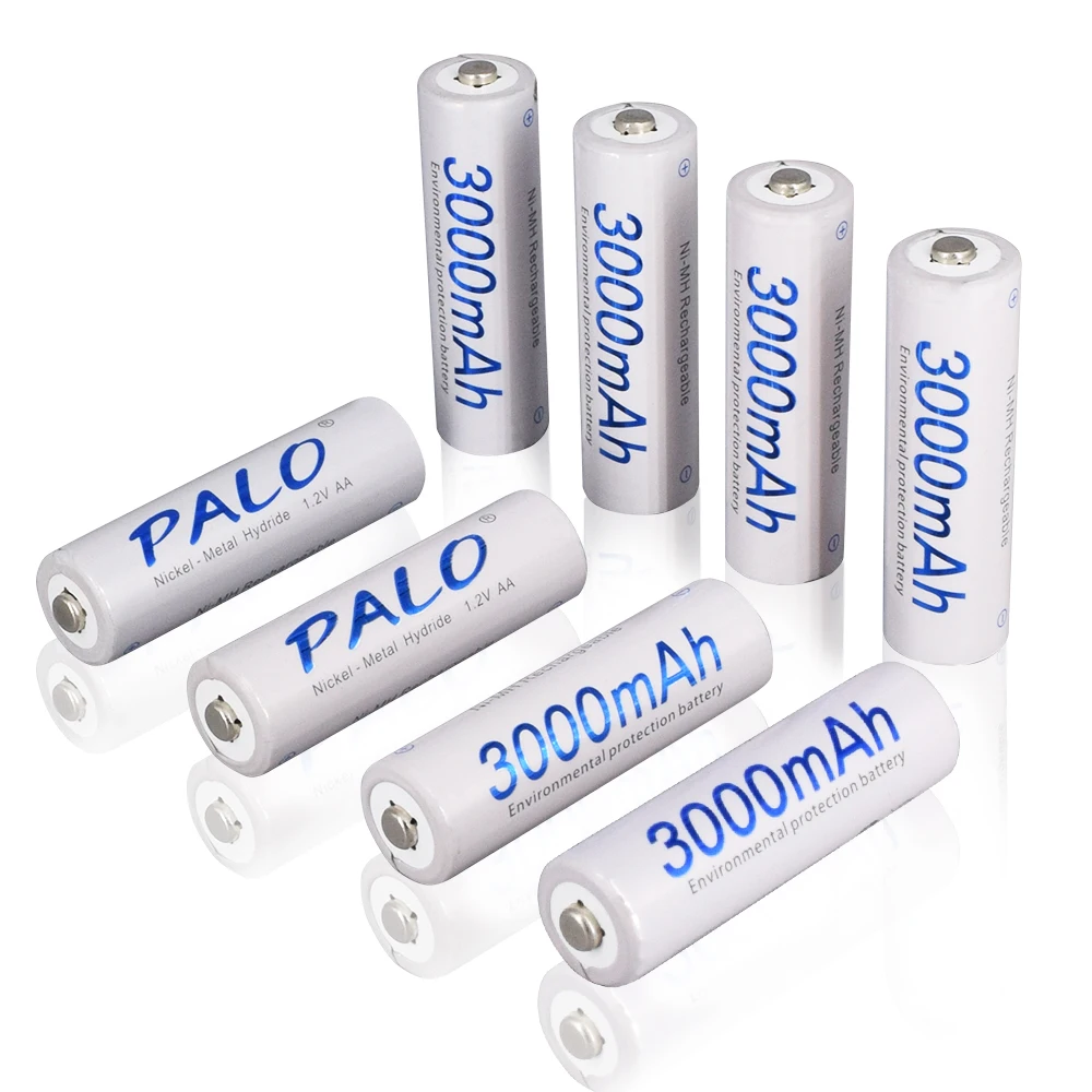 PALO 3000mAh Ni-MH AA Battery Low Self-discharge 1.2V AA Rechargeable Batteries Pre-charged Battery+1.2V AAA AA Battery Charger