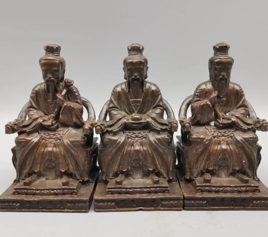 

China copper sanqing Patriarch small crafts statue A set