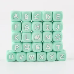 10Pcs English Green Alphabet Silicone Letter Beads 12MM Beads Letters For Jewelry Making DIY Pacifier Chain Accessories