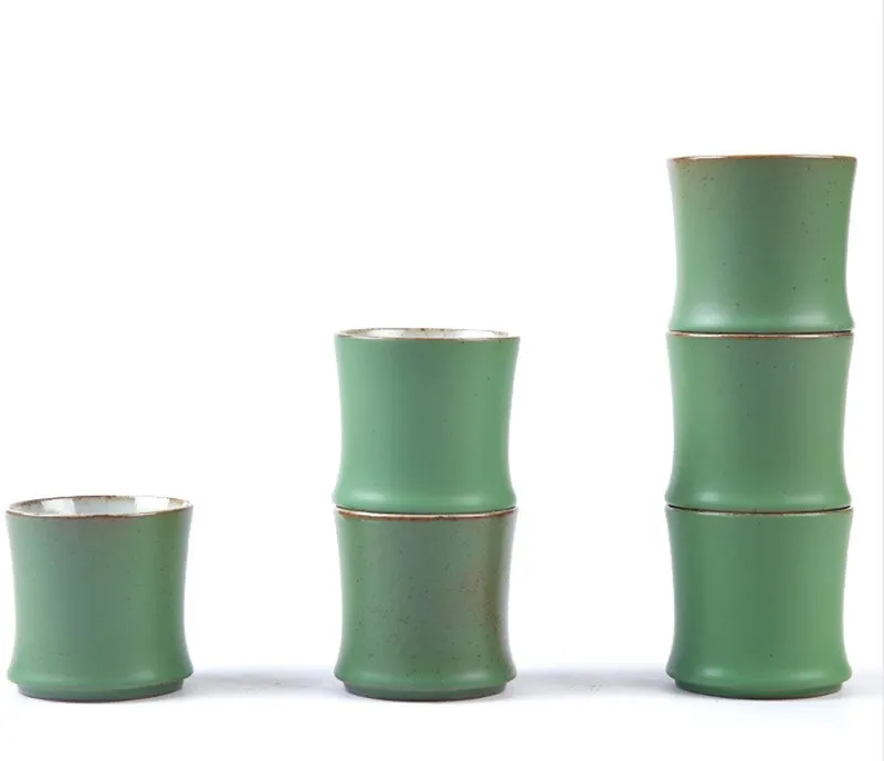 Vintage bamboo tea cup Ceramic Tea Cups with Personal Master, Mini TeaCup for Office, Drinkware for Friends, Ceramic Mug