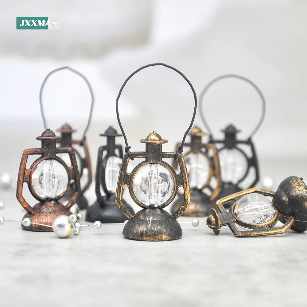 12Pcs Retro Baron Lantern Mini Oil Lamp Decoration Doll House Pendant Ornaments Lantern Festival Children\'s Christmas Gifts