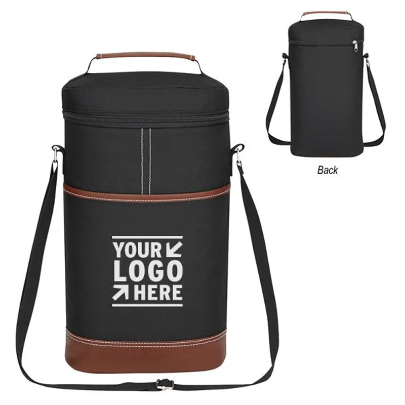 Customized Logo Wine Bag Thermal Cooler for Beer Carrier 2 Bottles Insulated Bottle Tote Chiller Opener