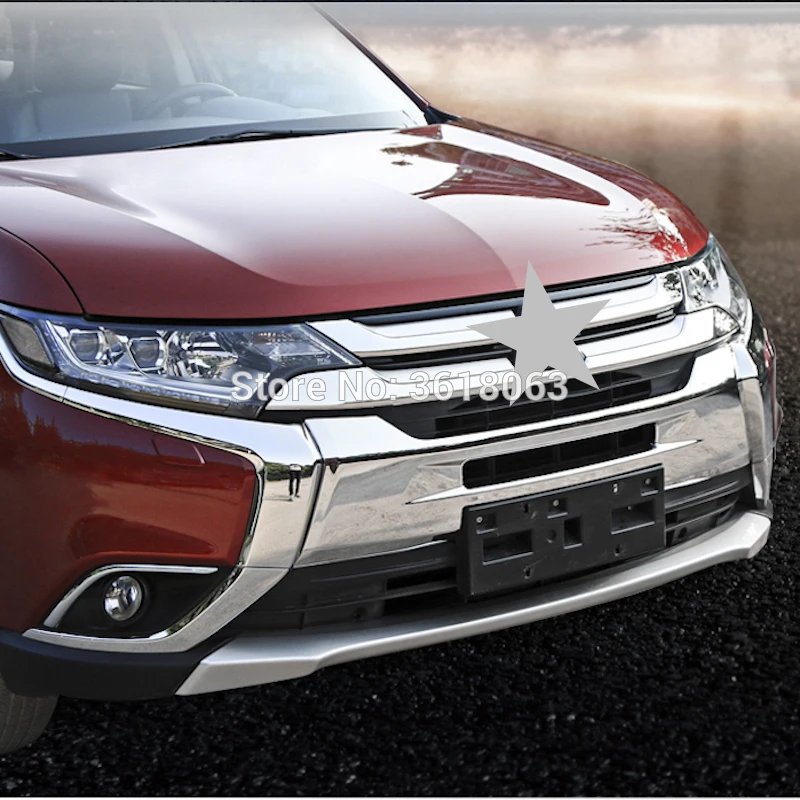 Front Bumper Cover Head Grille Grill Glossy Trims For Mitsubishi Outlander 2015 2016 2017 2018 2019 Chrome Car Styling Accessory