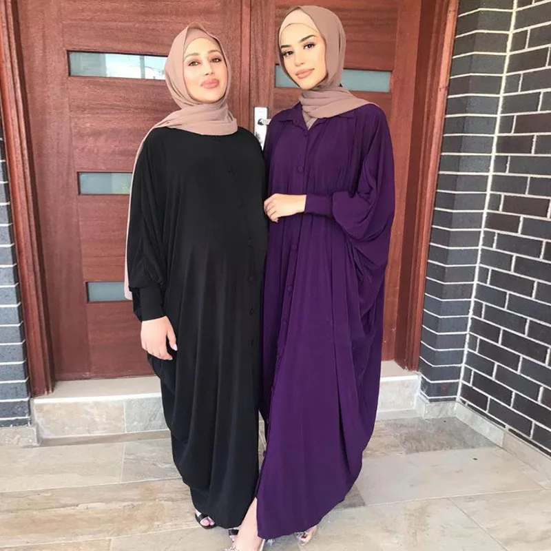 

Modest Abaya Women Muslim Bat Sleeve Loose Maxi Dress Turkey Arabic Kaftan Eid Ramadan Dubai Long Shirt Islam Robe Caftan Robe