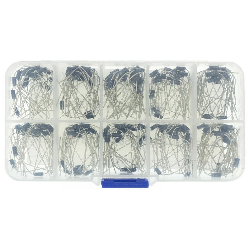 200Pcs 10 Values Rectifier Diode Assorted Kit 1N4001 1N4002 1N4003 1N4004 1N4005 1N4006 1N4007 1N5817 1N5818 1N5819 with Box
