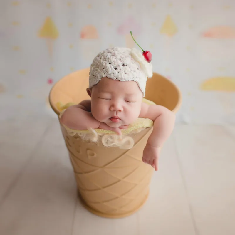 Baby Photography Props Posing Props Ice Cream Cone Type Infant Shoot Containers Big Creative Props Baby Sweet Theme New Style