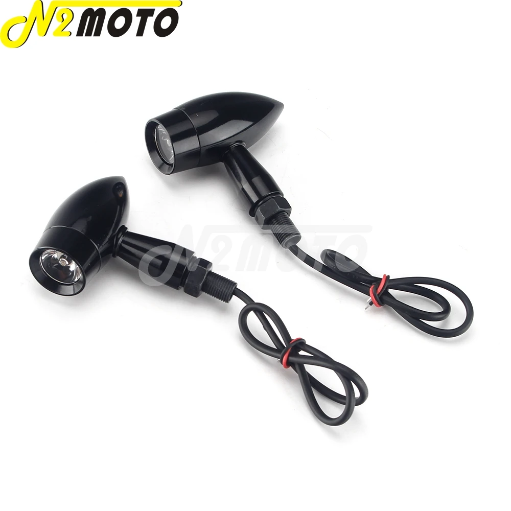 10mm LED Black Bullet Turn Signal Indicators Light Blinker for Harley Touring Cruiser Chopper Bobber Ducati Cafe Racer Custom