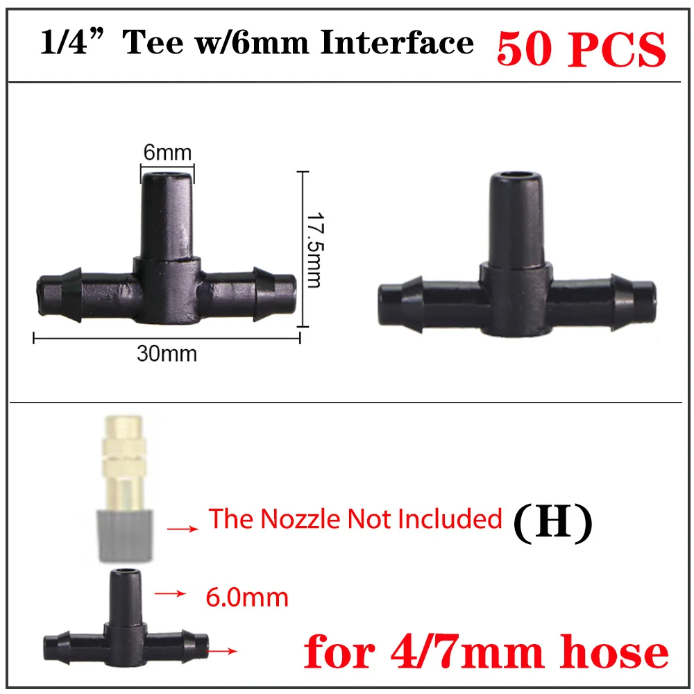 Tuin Irrigatie Druppelaar Connector 4/7Mm 3/5Mm Slang Connectors Dubbele Barb Tee Elleboog Verbinding 6.0mm 7.5Mm Sprinker Adapter