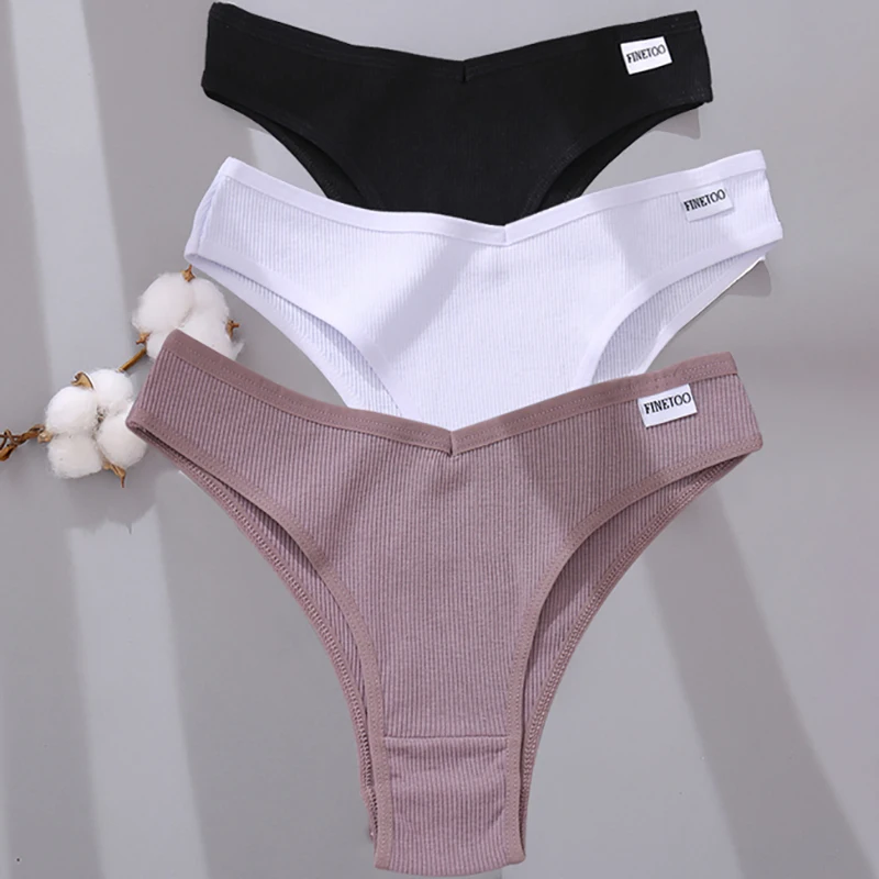 FINETOO 3/5Pcs Cotton Brazilian Panties Women's Panties Sexy V Waist T-Back Underwear Female Soft Underpants Lady Bikini Lingeri - Image 2