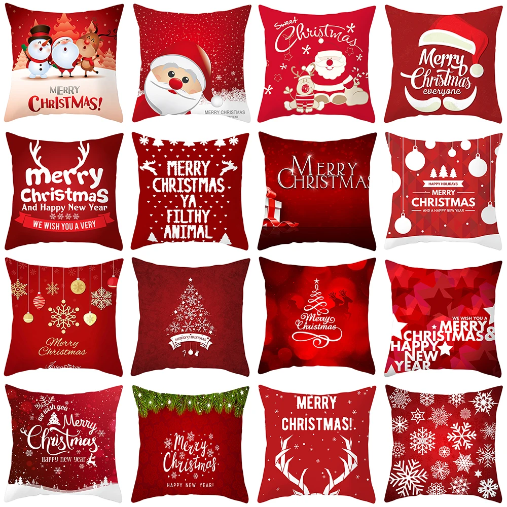 Funda de almohada de Papá Noel de 45x45cm, decoración de Feliz Navidad para el hogar, adorno de Navidad, regalos de Navidad 2022, Año Nuevo 2023