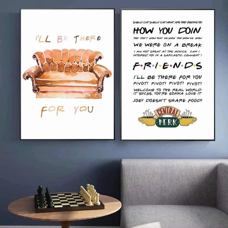 

TV Show Poster Quotes Canvas Art Painting Print Central Perk Poster Wall Art Pictures Dormitory Bedroom Decor No Frame