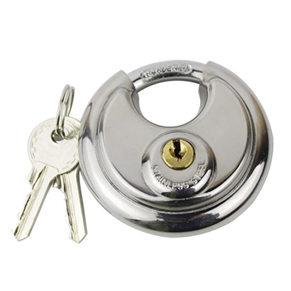 Stainless Steel Anti-Theft Padlock Large Round Discus Lock for Warehouse Door Window Bicycle Anti-theft Lock