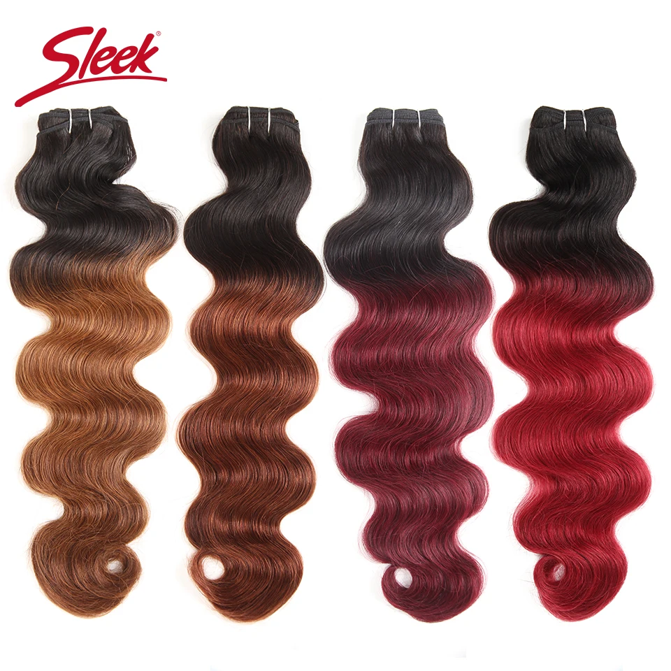 Sleek Menselijk Haar Bundels Braziliaanse Body Wave 113g Remy Hair Extension Pre-Gekleurde P4/27 P1B/ 30 P4/30 Bruin Haar Extensions 1pcs