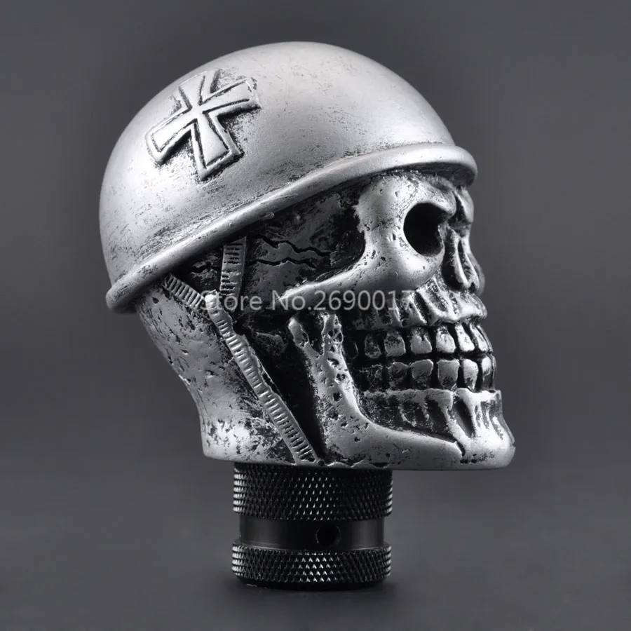 Silver Helmet Skull Universal Auto Car Gear Shift Knob Lever For SUV Crossover Truck Wagon Hatchback Coupe