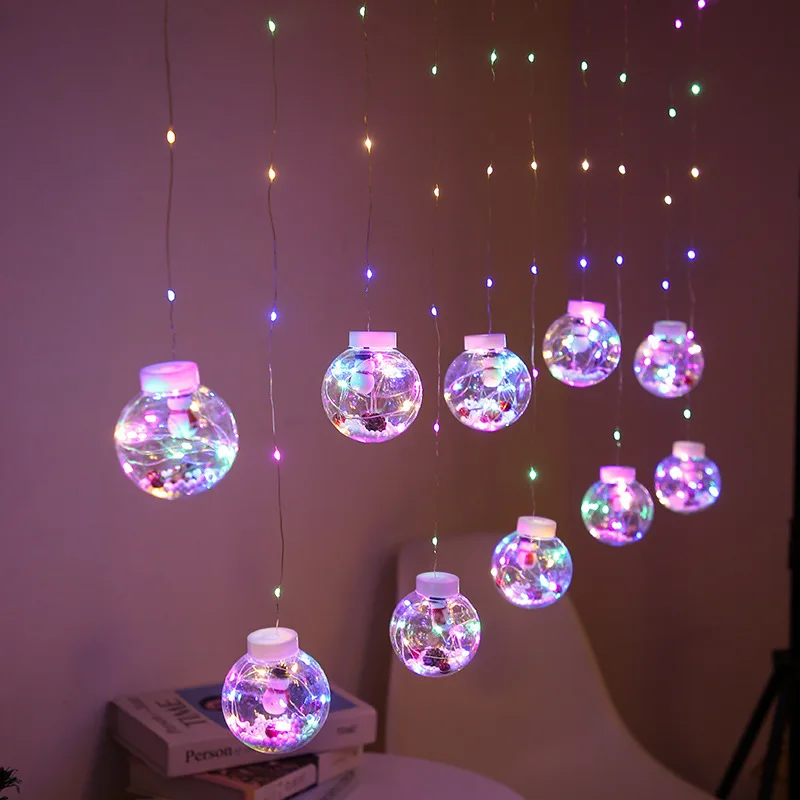 

LED Wishing Ball Curtain Light String Christmas Garland Decoration for Home New Year Party Decor Xmas Tree Bedroom Decorations