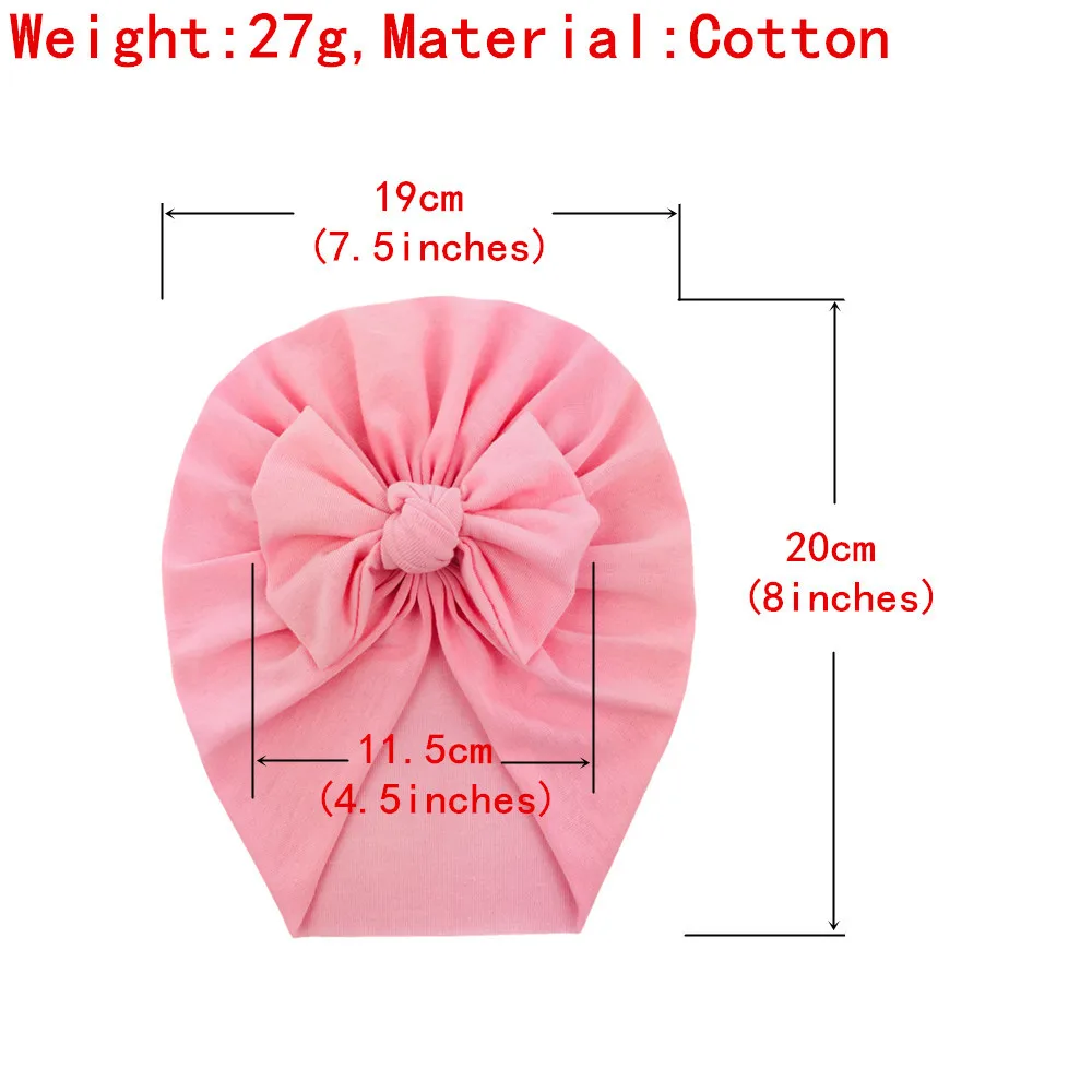 Soft Knot Bow Turban Bonnet Caps para recém-nascidos, chapéu grosso sólido para meninos e meninas, Baby Shower Props, tampas de algodão, inverno, novo, 20 pçs/lote, 2020