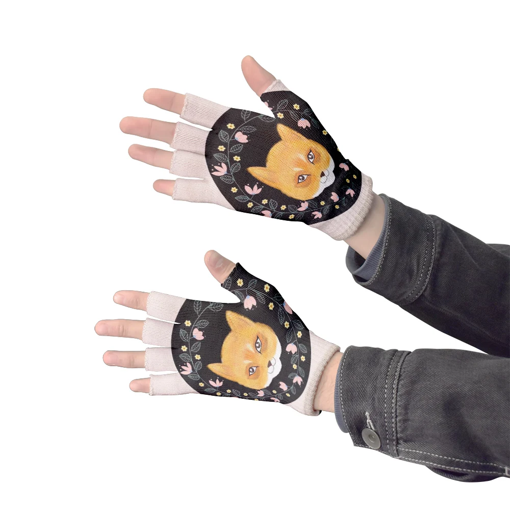 Gants sans doigts de dessin animé 3D pour adultes, impression petit prince ogo, renard mignon rose, gants de cyclisme unisexes coupe-vent demi-doigts