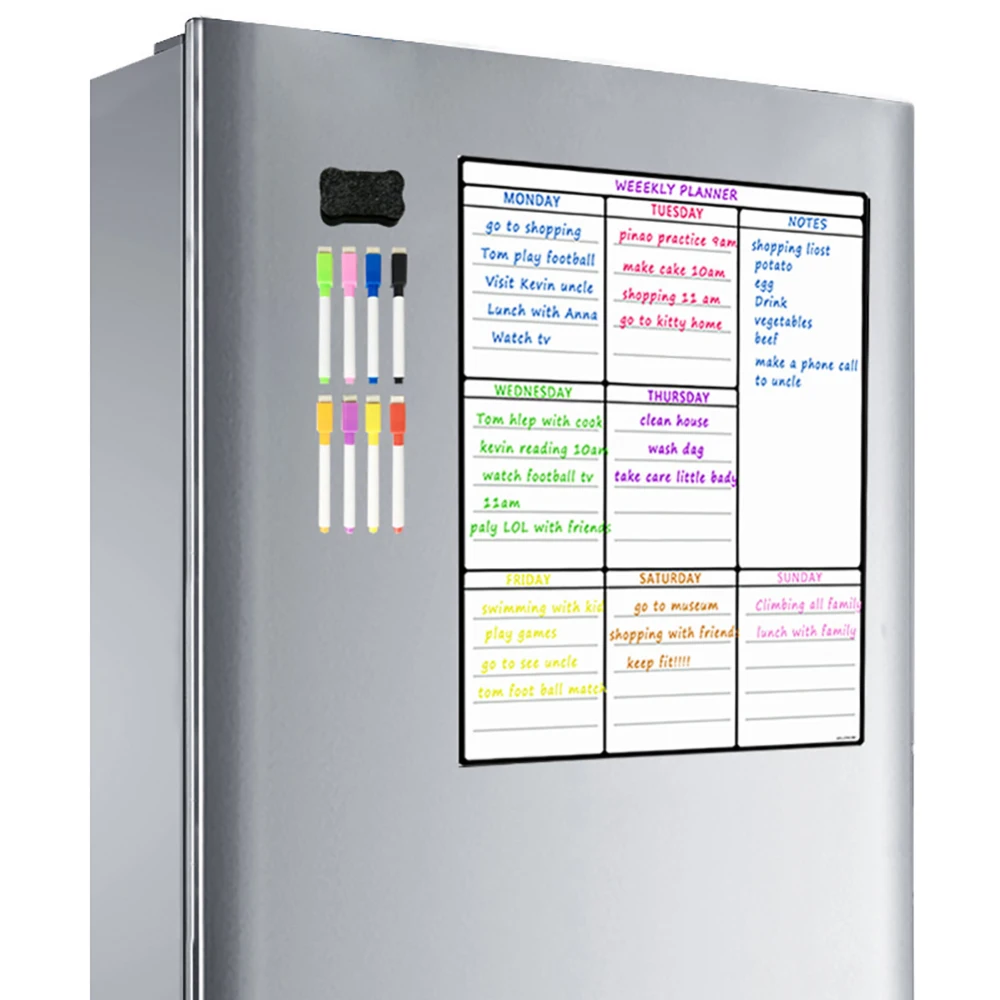 Planificador mensual semanal magnético, tabla de calendario, pizarra blanca, horario, pegatina de nevera, tablero de mensajes para oficinas de