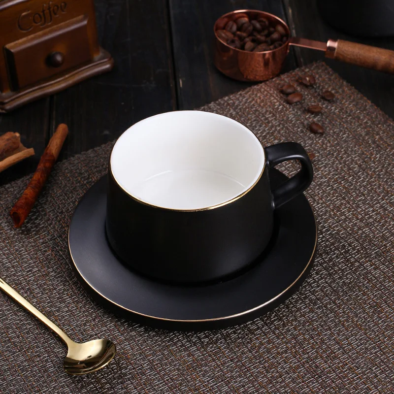 

European glazed ceramic coffee cup dish Simple afternoon teacup plate Phnom Penh coffee cup coffee accessories