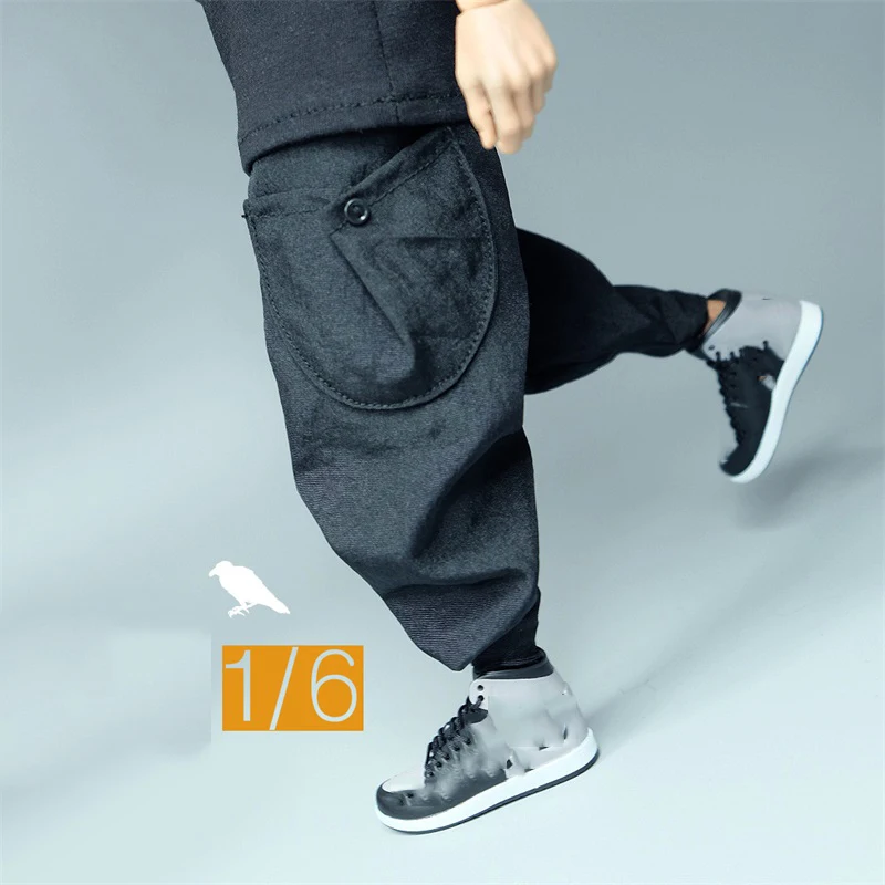 Hot Sales 1/6th Crowntoys Trend Black Male Loose Fat Pants Big Pocket Trousers For Usual 12 inch Doll Action Collectable