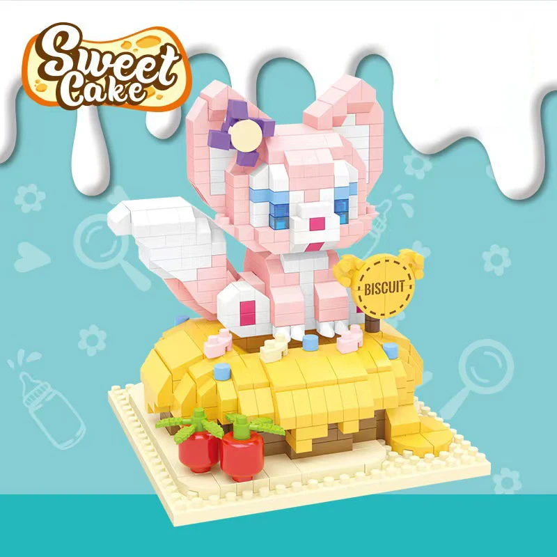 732pcs+ Disney New Friend LinaBell Micro Building Blocks Pink Fox Cake Mini Diamond Brick Figures Toys For Kids Christmas Gift