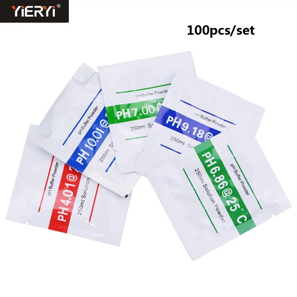 Yieryi 100 Peças Conjunto ph Medidor de Teste Medida Solução de Calibração ph pó 4.01 6.86 7.0 10.01 9.18 Uso para Medidor de ph