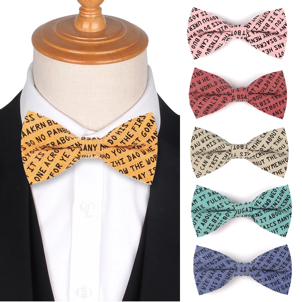 Cotton Men Bow tie Casual Shirts Bowtie For Men Women Adult Print Letter Bow Ties Cravats Wedding Adjustable Bowties Bowknot