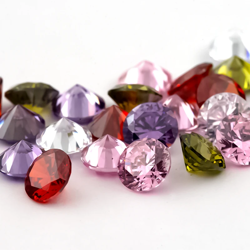 1~12mm 5A Runde Lose Zirkonia-Steine Weiß Olivgrün Rosa Granat Amethyst Mix 5 Farben CZ Edelsteine für Schmuckherstellung – Detail 21