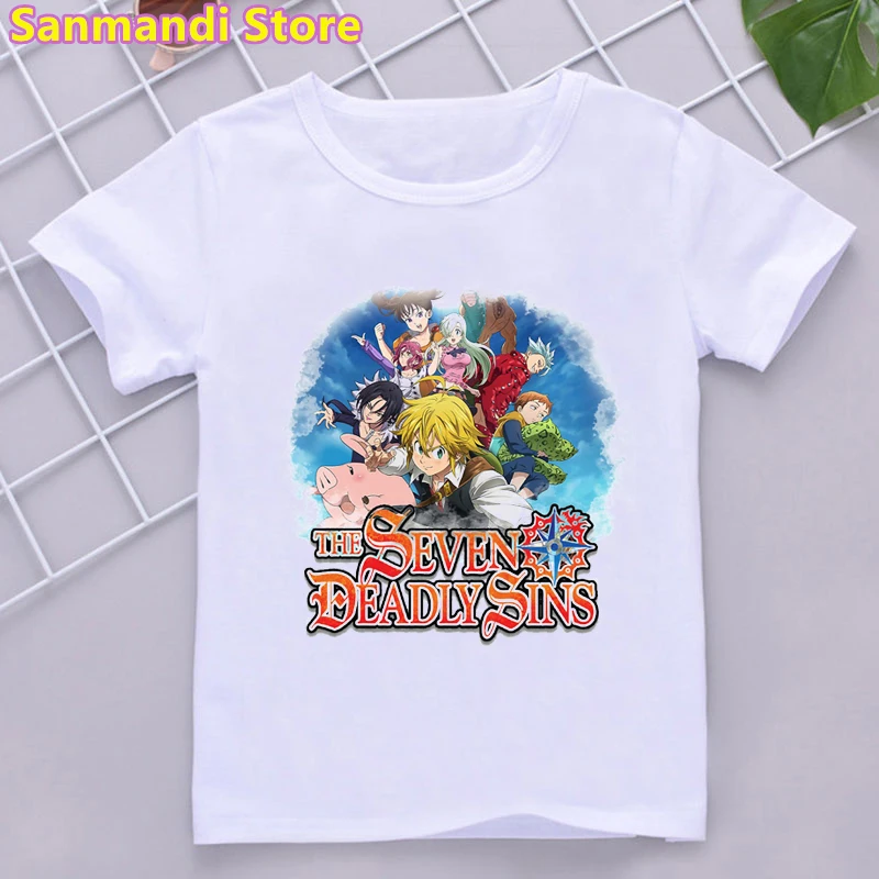 Camiseta con estampado De Anime para niños y niñas, camisa con estampado De Seven Deadly Sins, ropa De Anime japonés, Tops De verano