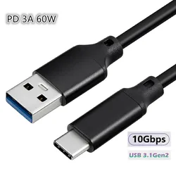 3A 60W Type-c Data Cable USB 3.1 Mobile Phone Fast Charging USB-C Charger Cord Wire 0.3m 0.5m 1m 2m