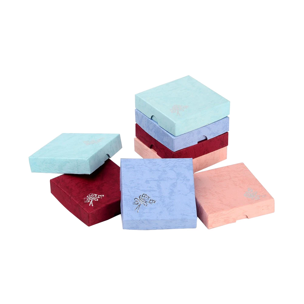 12pcs Cardboard Jewelry Boxes Packaing Mixed Color Square Cases For Earrings Bangle Bracelet Display 8.8x8.8x2.2cm