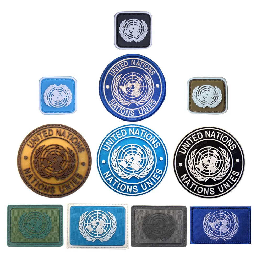 Un United Nations U.N. Badge Pvc Embroidery Tactical Airsoft Patch Badge Hook Brassard Combat Armband  Patch