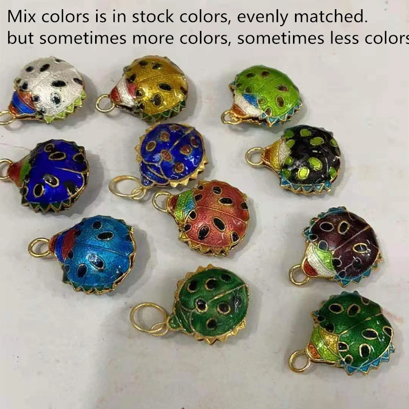 5pcs Chinese Cloisonne Filigree Animal Enamel Pendants DIY Cute Rabbit Ladybug Monkey Butterfly Charms for Jewelry Making