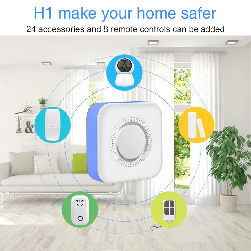 433MHz Wireless WiFi Home Security Alarm System Tuya Smart APP Strobe Siren Door Sensor PIR Smoke Detector