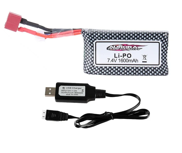 Xinlehong/XLH 9125-Pièces de rechange pour camion radiocommandé, 7.4V, 1600mAh, batterie Lipo/chargeur, XINLEBoom G 9125