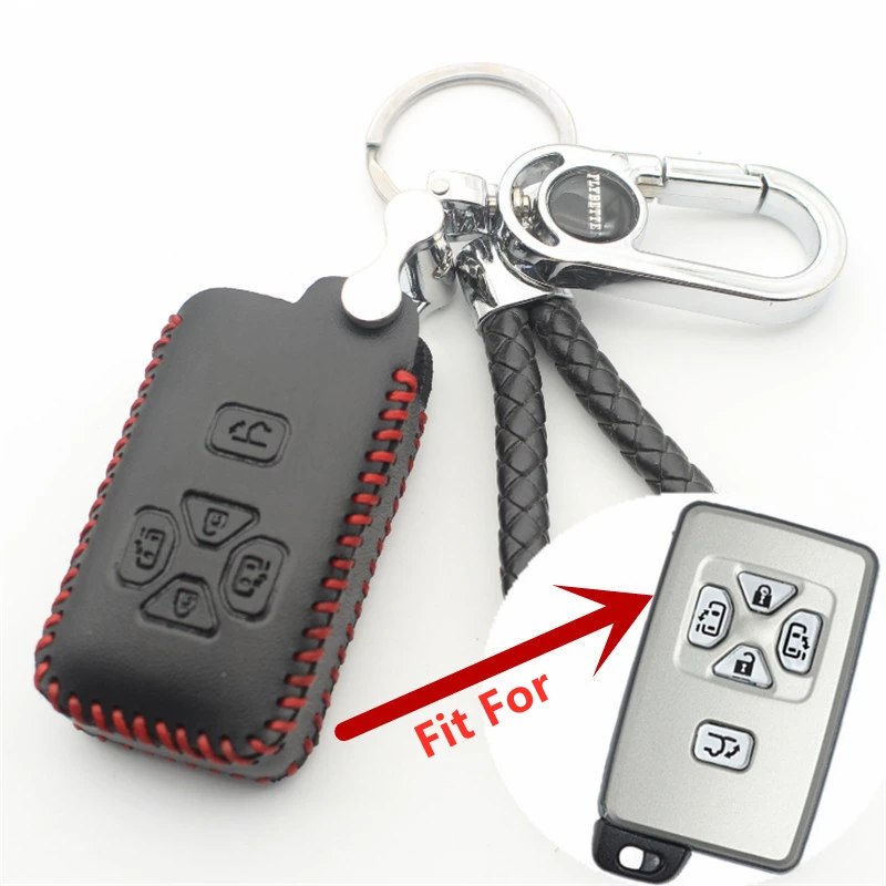 FLYBETTER Genuine Leather 5Button Keyless Entry Smart Key Case Cover For Toyota Reiz/Avalon/Previa/Alphard/Prius  L78