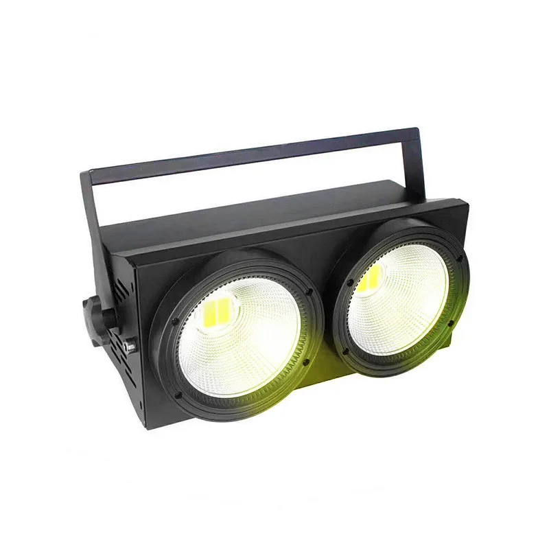 Iluminação para palco de controle dmx, 2 olhos de led cob par 200w, luz cegante cob com duas lentes, branco frio e branco quente 2 em 1, luzes para festas de dj