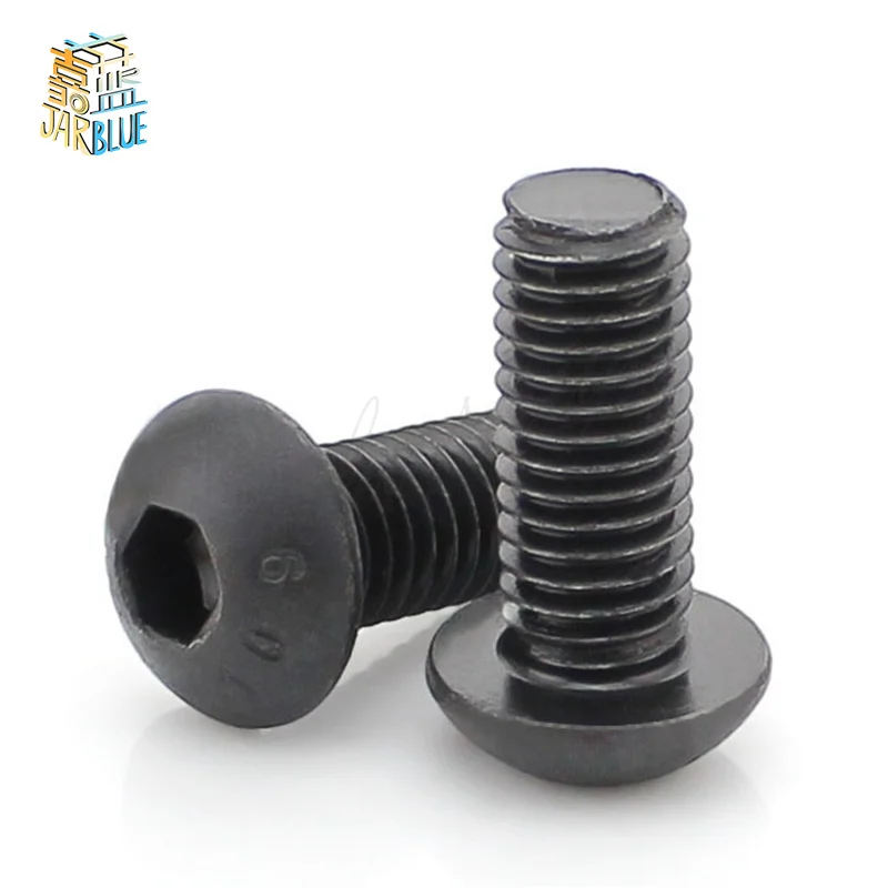 

50Pcs M2.5 M3 M4 ISO7380 Alloy Steel 10.9 Level Black Hexagon Socket Button Head Screw Furniture Mushroom Cap Hex Bolts