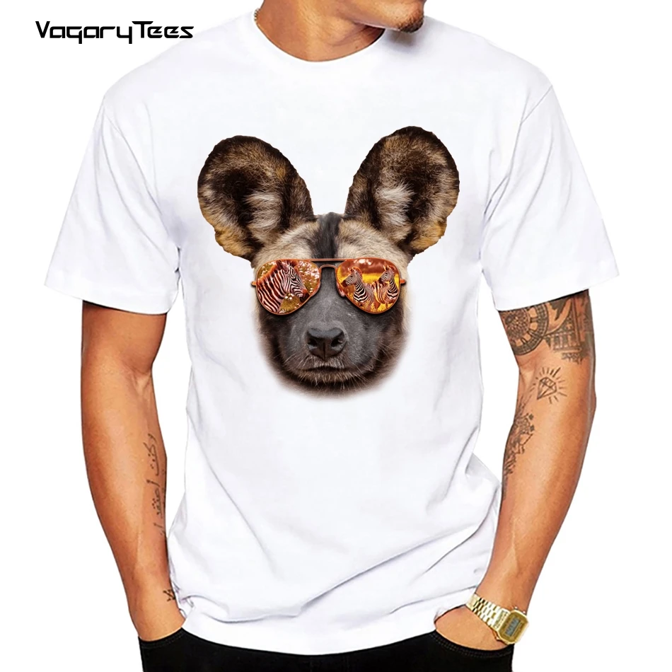 

Vagarytees Hunting time Print T Shirt Men Short Sleeve Wild Dog Tshirt Animals Tops Hound Casual men Tees