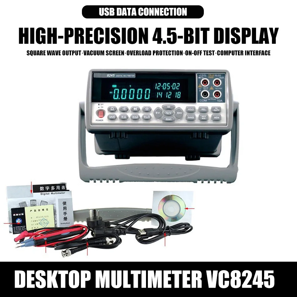 VC8245 4 1/2 Bench Desktop Display With High Precision MULTIMETER Ture RMS With USB Interface