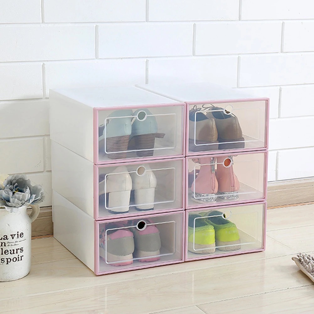 Sports Shoes Box Stackable Dustproof Transparent Flip-Type Shoes Storage Container Box Organizer Shoes Display stand
