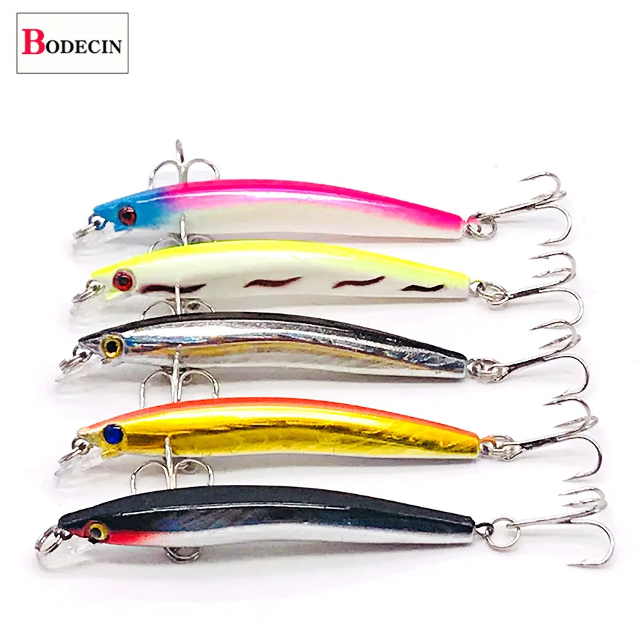 Wobbler Minnow Floating Hard Plastic Artificial Bait For Fishing Lure Tackle Bass 8cm 3d Eyes Topwater 2 Fish Hook Crankbait 1pc