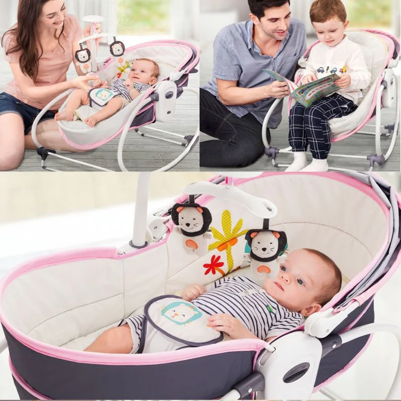 New 5 In 1 Baby Rocking Chair Baby Carrier Crib Bed with Mosquito Net Baby Bed with A Baby Artifact Baby Sleeping Basket